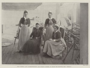 Miss Norman, Lady Superintendent, and Nursing Sisters, on Board the Hospital-Ship Trojan by English Photographer