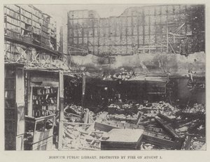 Norwich Public Library, Destroyed by Fire on 1 August by English Photographer