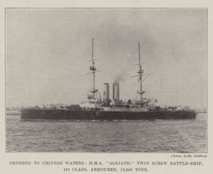 Ordered to Chinese Waters, HMS Goliath, Twin Screw Battle-Ship, 1st Class, Armoured, 12,950 Tons by English Photographer