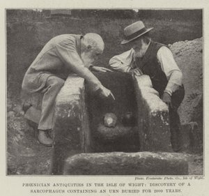 Phoenician Antiquities in the Isle of Wight, Discovery of a Sarcophagus containing an Urn buried for 2000 Years by English Photographer