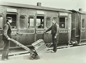 Platform Porters at a Railway Station, 1885 by English Photographer