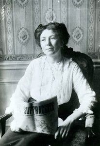 Portrait of Christabel Pankhurst Reading a Copy of The Suffragette c.1905 by English Photographer