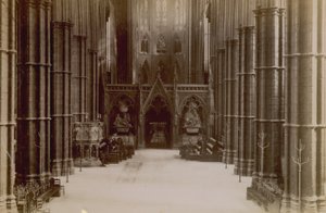 Postcard with an image of the interior of Westminster Abbey by English Photographer