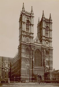 Postcard with an image of the west front of Westminster Abbey by English Photographer