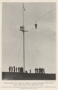 Precautions for Time of Storm, Coastguardsmen practising Life-Saving with the Breeches Buoy by English Photographer