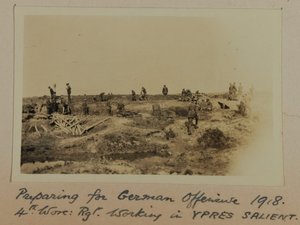 Preparing for German 1918 Offensive 1918. 4th Worc: Rgt. Working in YPRES SALIENT by English Photographer