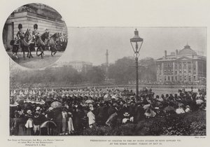 Presentation of Colours to the 3rd Scots Guards by King Edward VII at the Horse Guards Parade on 24 May by English Photographer