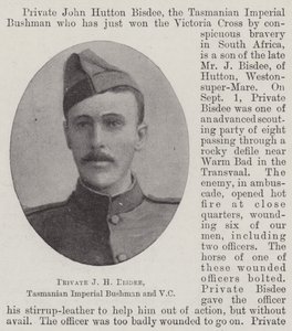 Private J H Bisdee, Tasmanian Imperial Bushman and VC by English Photographer