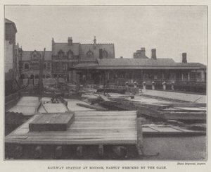 Railway Station at Bognor, Partly Wrecked by the Gale by English Photographer