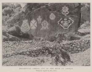 Regimental Crests cut in the Rock at Cherat