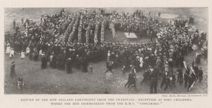 Return of the New Zealand Contingent from the Transvaal, Reception at Port Chalmers, where the Men disembarked from the RMS Tongariro by English Photographer