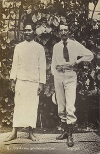 Robert Louis Stevenson with a Samoan chief by English Photographer