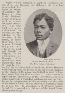Seyyid Ali bin Hamoud, the New Sultan of Zanzibar by English Photographer