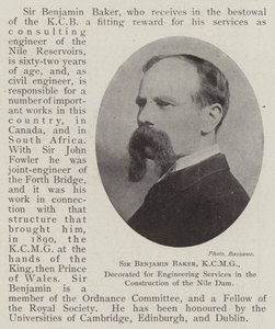 Sir Benjamin Baker, KCMG, decorated for Engineering Services in the Construction of the Nile Dam by English Photographer