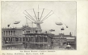 Sir Hiram Maxims captive airships at the Italian Exhibition, which took place in 1904 at Earls Court in London