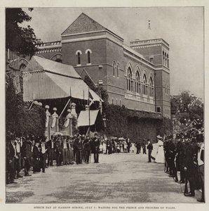 Speech Day at Harrow School, 7 July, waiting for the Prince and Princess of Wales by English Photographer