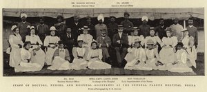 Staff of Doctors, Nurses, and Hospital Assistants at the General Plague Hospital, Poona by English Photographer