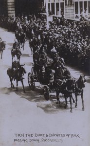 TRH The Duke and Duchess of York passing down Piccadilly by English Photographer