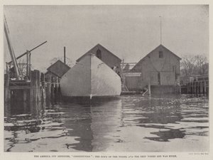 The America Cup Defender, Constitution, the Bows of the Vessel and the Shop where she was built