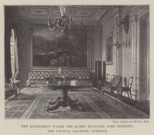 The Apartment where the Queen received Lord Roberts, the Council Chamber, Osborne by English Photographer