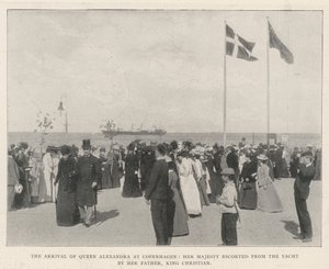 The Arrival of Queen Alexandra at Copenhagen, Her Majesty Escorted from the Yacht by Her Father, King Christian by English Photographer