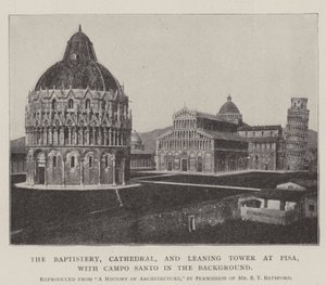 The Baptistery, Cathedral, and Leaning Tower at Pisa, with Campo Santo in the Background by English Photographer