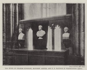 The Busts of Charles Kingsley, Matthew Arnold, and F. D. Maurice in Westminster Abbey by English Photographer