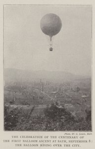The Celebration of the Centenary of the First Balloon Ascent at Bath, 8 September, the Balloon rising over the City by English Photographer