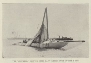 The Columbia, showing Steel Mast carried away 2 August 1899 by English Photographer