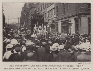 The Coronation and Life-Boat Procession at Leeds, 5 July, the Impersonators of the King and Queen leaving Victoria Square by English Photographer
