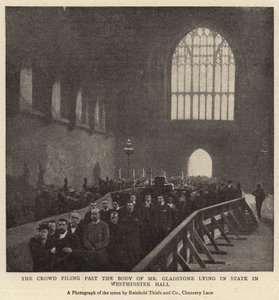 The Crowd Filing Past the Body of Mr Gladstone Lying in State in Westminster Hall by English Photographer