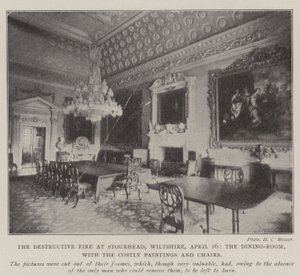 The Destructive Fire at Stourhead, Wiltshire, 16 April, the Dining-Room, with the Costly Paintings and Chairs