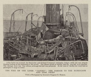 The Fire on the Liner Ganges, the Damage to the Hurricane and Spar Decks by English Photographer