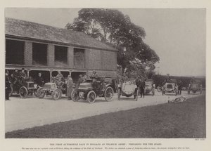 The First Automobile Race in England at Welbeck Abbey, preparing for the Start by English Photographer