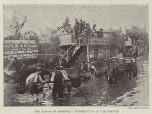 The Floods in Southsea, Interruption of Car Traffic by English Photographer