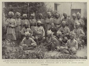 The Frontier Troubles in India, Colonel Warburton and a Group of Afridi Levies by English Photographer
