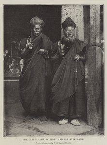 The Grand Lama of Tibet and His Attendant by English Photographer