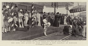 The King and Queen of Siam opening a New Railway at Bangkok by English Photographer