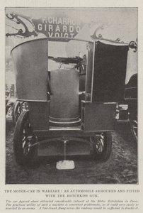 The Motor-Car in Warfare, an Automobile Armoured and Fitted with the Hotchkiss Gun by English Photographer