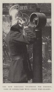 The New Portable Telephone for Firemen, used in Connection with Street Fire-Alarms by English Photographer