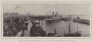 The New Sandon Basin at Liverpool, the SS Oceanic in the Main Entrance of the Dock by English Photographer