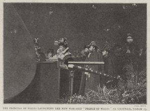 The Princess of Wales Launching the New War-Ship Prince of Wales at Chatham, 25 March by English Photographer