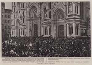 The Royal Wedding in Italy, the Prince and Princess of Naples on their Way to the Pitti Palace at Florence by English Photographer