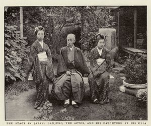 The Stage in Japan, Danjuro, the Actor, and his Daughters, at his Villa by English Photographer