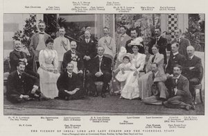 The Viceroy of India, Lord and Lady Curzon and the Vigeregal Staff by English Photographer