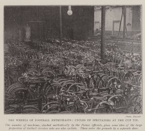 The Wheels of Football Enthusiasts, Cycles of Spectators at the Cup Tie by English Photographer