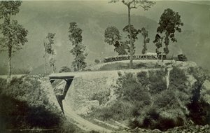 The loop at Agony Point at Tindharia on the Darjeeling Himalayan Railway, 1880s by English Photographer
