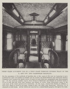 Third Class Luncheon Car on a West Coast Corridor Express Train of the L and NW and Caledonian Railways by English Photographer