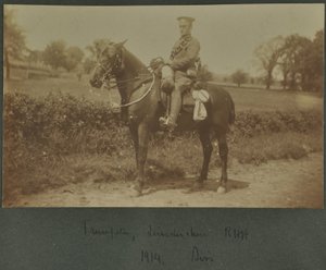 Trumpeter of the Leicestershire Royal Horse Artillery at a training camp at Diss, 1914