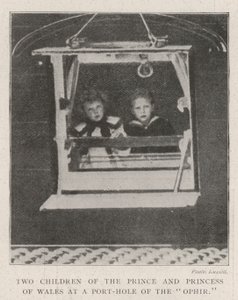 Two Children of the Prince and Princess of Wales at a Port-Hole of the Ophir by English Photographer